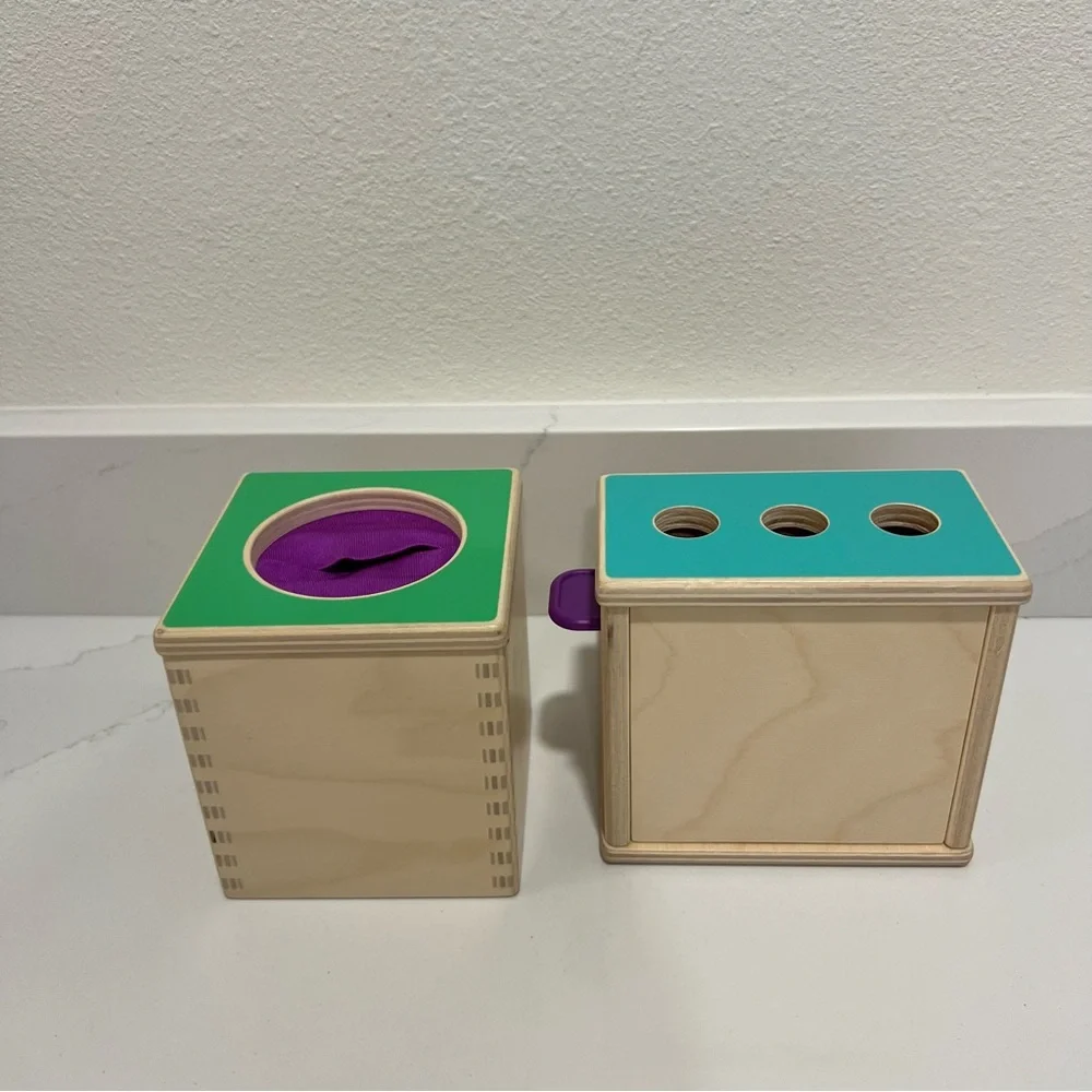 Lovevery Wooden Peg Drop & Magic Tissue Box Montessori Baby Toys – Preowned Set